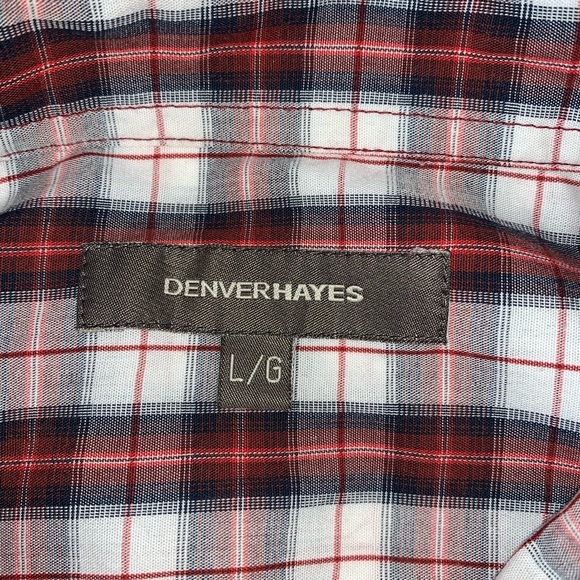 Denver Hayes Navy/Red Plaid Men’s Button Down - LG - Picture 5 of 6